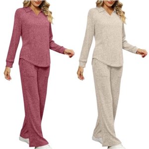 Stylish two-piece bridesmaid dress sets with fitted crop tops and flowing maxi skirts in warm fall colors, offering a modern twist for Thanksgiving.